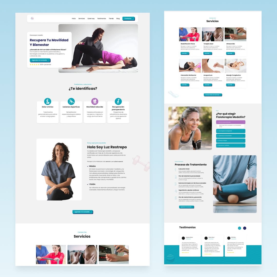 Diseño UI/UX mobile-first para fisioterapiamedellin.com.co en Figma